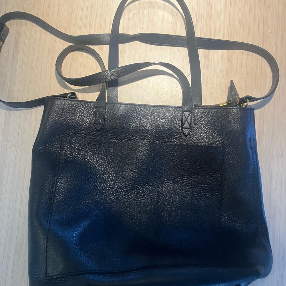 Madewell Black Leather Tote Bag